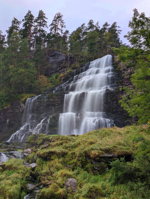 This photo shows a waterfall in Norway.